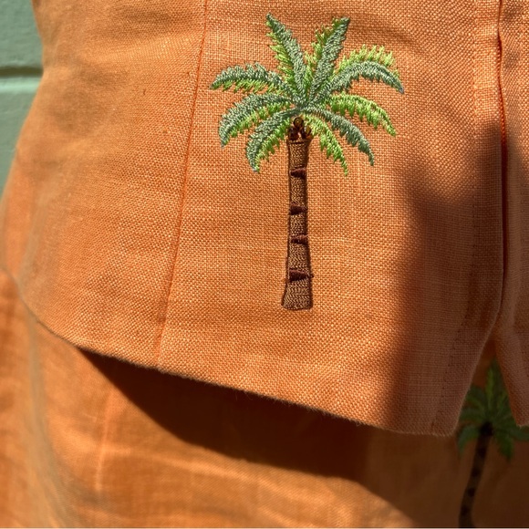 Jade by Melody Tam 100% Linen Embroidered Palm Tree Two Piece Set Size 4 - Picture 3 of 10